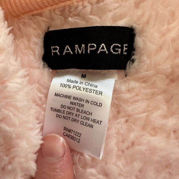 Rampage Women's Pink Pom Pom Plush Hoodie Pullover Sleeping Hoodie size M - Picture 4 of 7